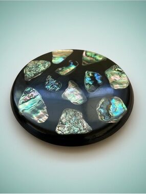 Vintage Wondermold Abalone Shell Lucite Trivet Hot Plate